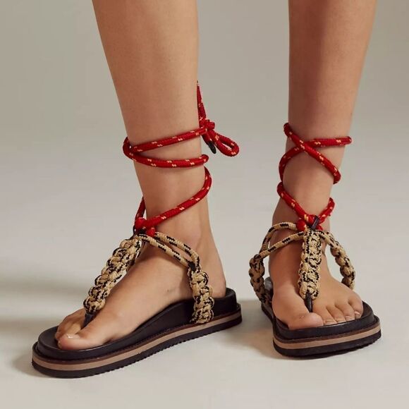 Anthropologie Rope Thong Wrap Sandals Size EU 40 NIB - Picture 2 of 12